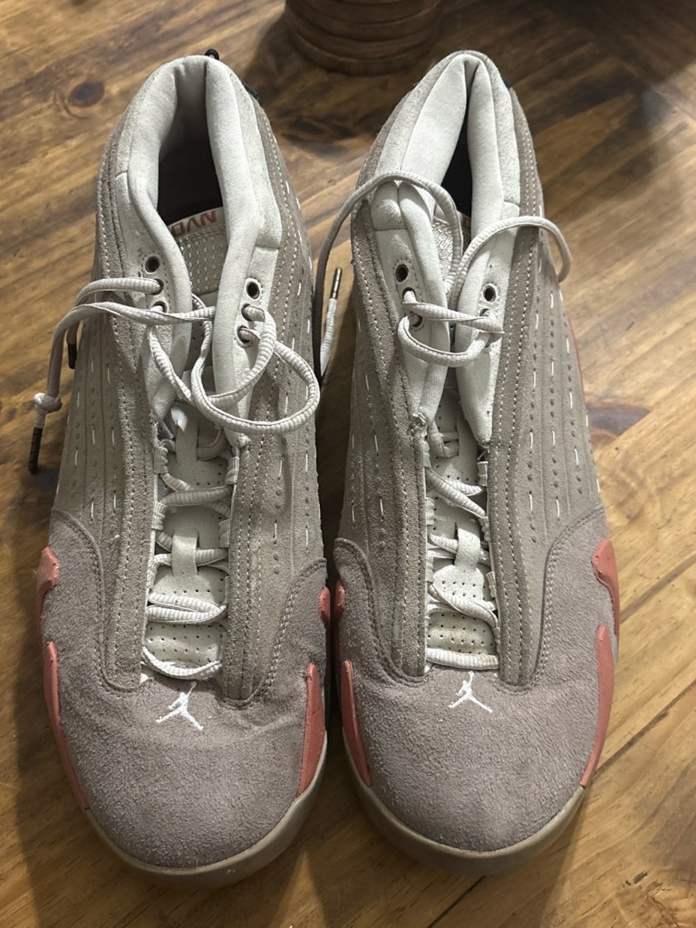 Jordan Men’s Taupe Suede Sneakers with Pink Accents